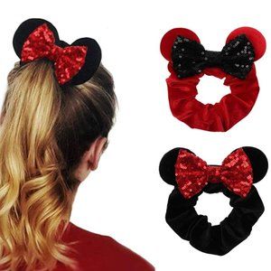🆕Minnie Mouse Ears Sequin Bows Scrunchies